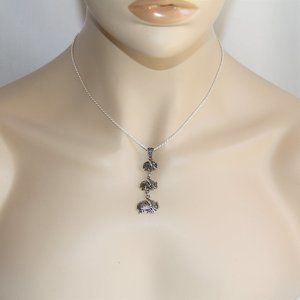 Sterling Silver Graduated Elephant Pendant